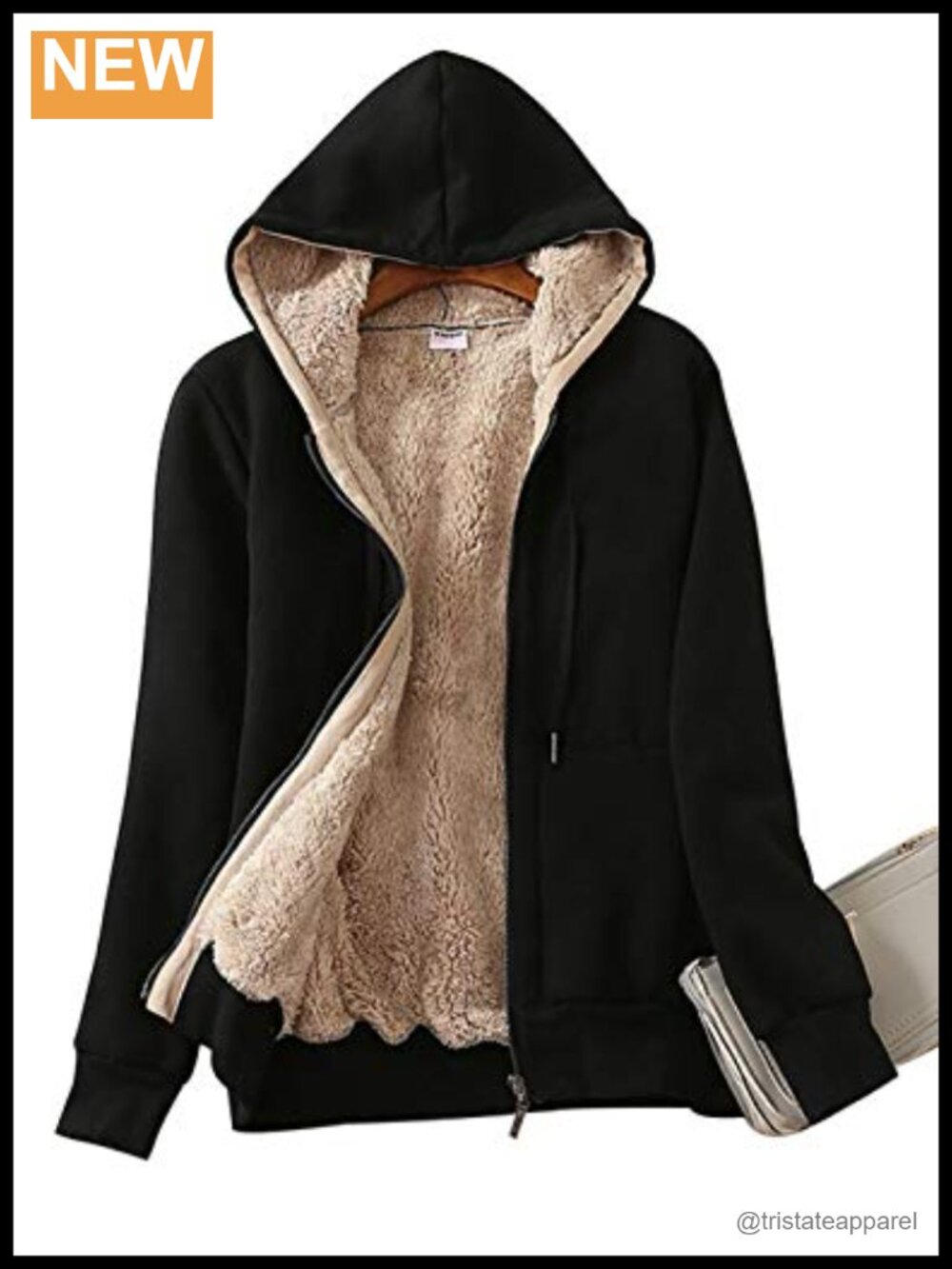 Sherpa Lined Full Zip Hoodie Sweatshirt Jacket Coat